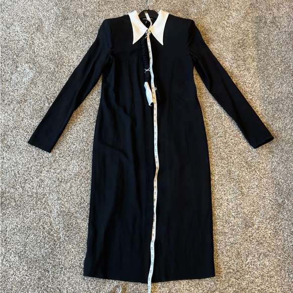 VERSACE CONTRAST-COLLAR SABLÉ MIDI SHIRT DRESS - Size 40 - NWT - Picture 5 of 13